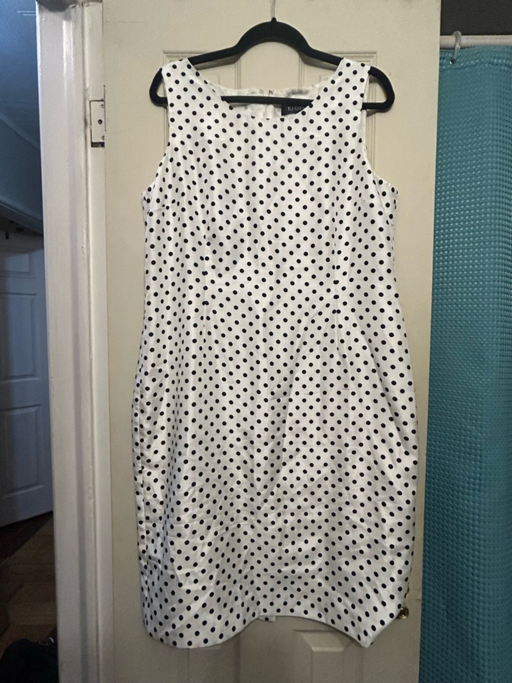 Kasper White Dress with Black Polka Dots